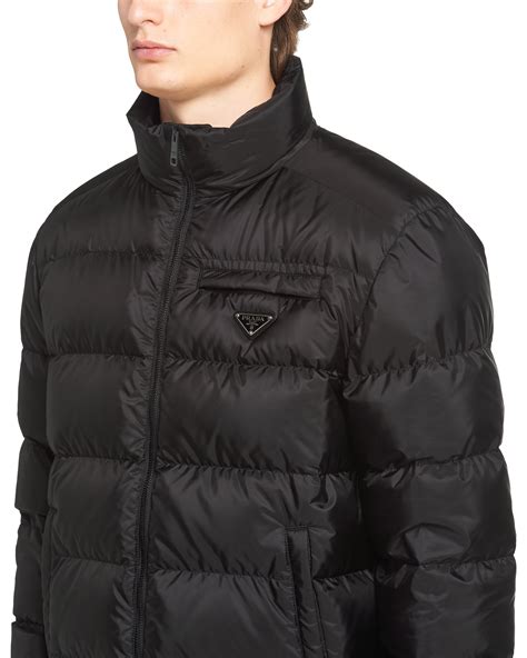 prada nylon jacket with belt|prada nylon cropped puffer jacket.